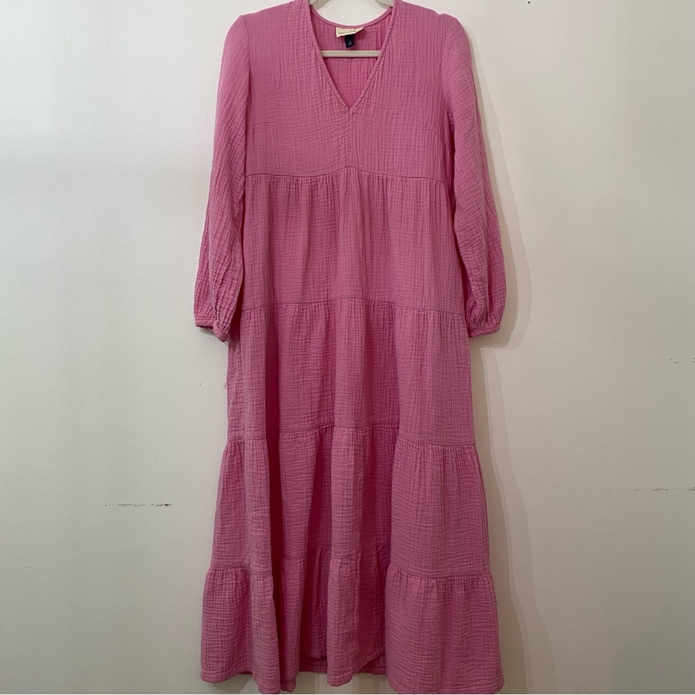 Universal Thread Pink Long Sleeve Tiered Maxi Dress